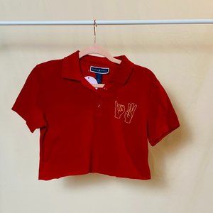 Sign Language Cropped Polo T-Shirt